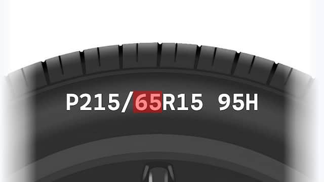 Código de pneu destacando o perfil do pneu