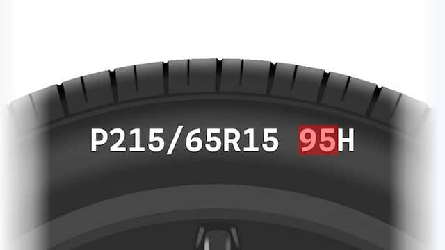 Código de pneu destacando o índice de carga